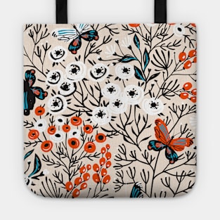Butterflies And Flowers Seamless Pattern Tote