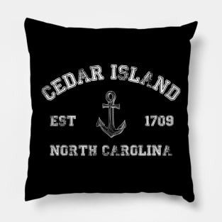 Cedar Island, North Carolina Vintage Nautical Anchor Retro Pillow