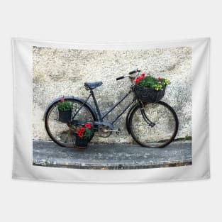 Bicycle and Flowers In France Tapestry