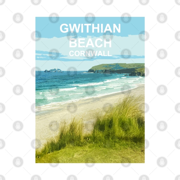 Gwithian Beach Cornwall UK Coast poster St Ives by BarbaraGlebska