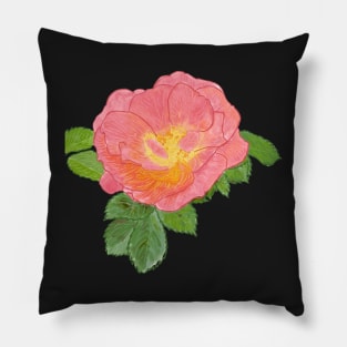 Pink Rose Botanical Drawing Pillow