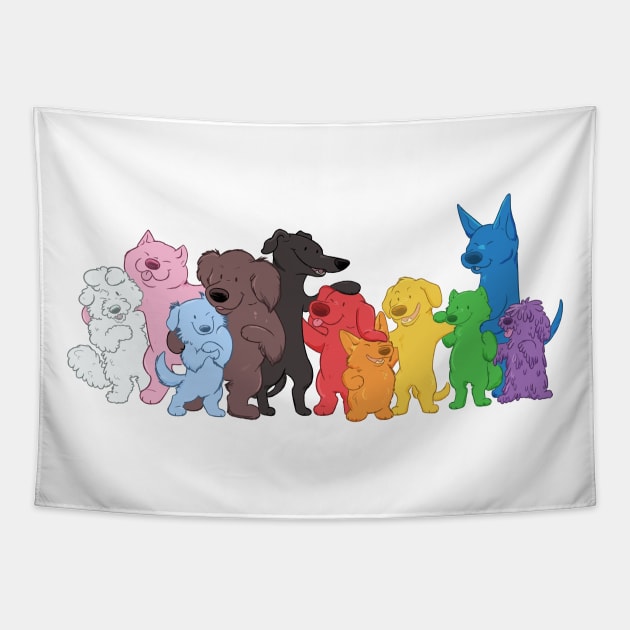 Progress Pride Puppies Tapestry by DnDoggos