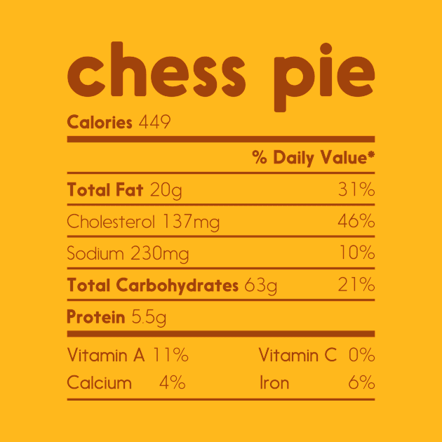 Chess Pie Nutrition Facts Funny Thanksgiving Costume Gift by TeeA