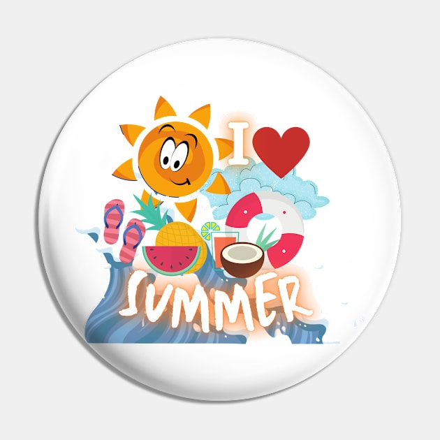 I Love Summer Sun Ocean Pin by DesignMore21