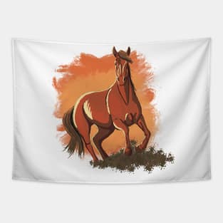 Wild horse sunset Tapestry