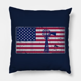 Patriotic American Flag Windmill USA 4th of July Pillow