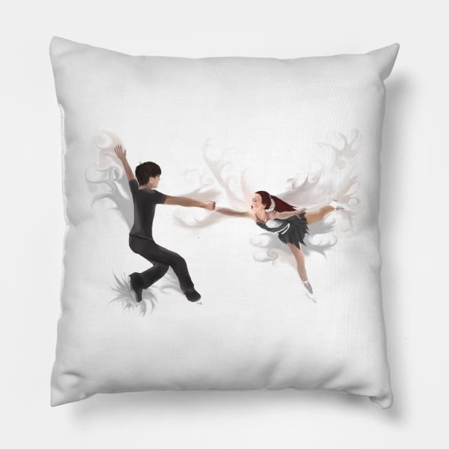 Skating Pair Pillow by MokaFocus