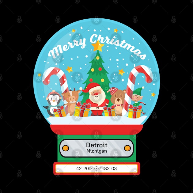 Detroit Michigan USA - Merry Christmas SnowGlobe by MapYourWorld