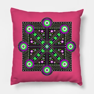 Square Pattern Mandala Pink-Green-White Pillow