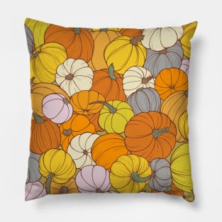 I Love Pumpkins, A Collage of Colorful Fall Pumpkins Pillow