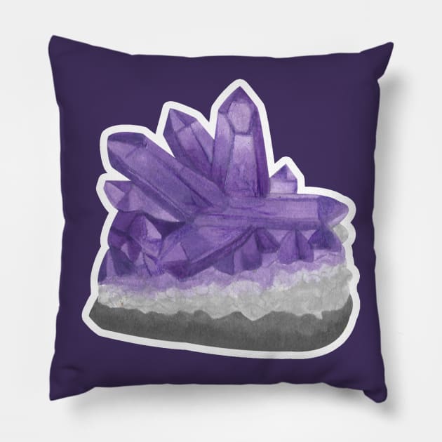 Purple Amethyst Birthstone Raw Crystal Pillow by Penny Passiflora Studio