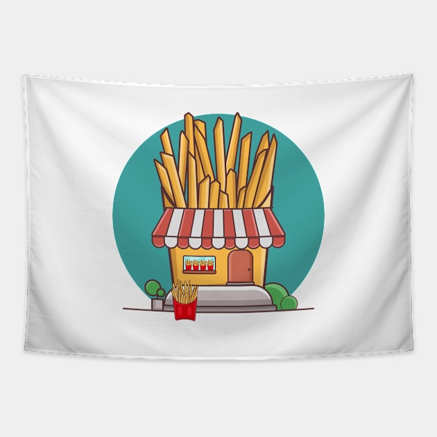 French Fries Shop Tapestry by Linescratches