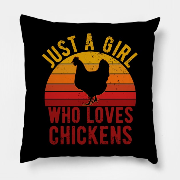 Just A Girl Who Loves Chickens for Chicken Lovers Gift Pillow by Zen Cosmos Official