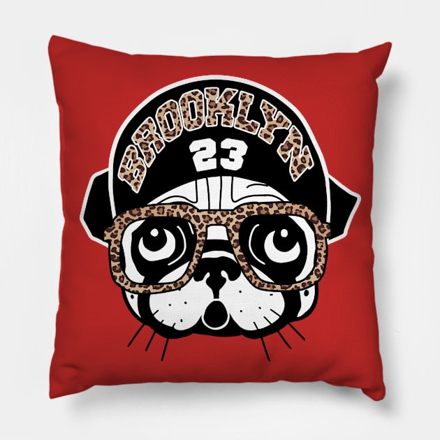 Spike lee brooklyn hip hop pug Pillow by yumiyoshi4