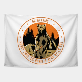 Go Outside Bear Tapestry