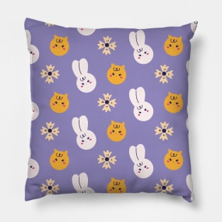 rabbits and flowers pattern Pillow