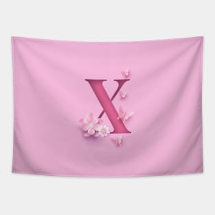 X Letter Personalized, Pink Minimal Cute Design, Birthday Gift, Christmas Gift Tapestry