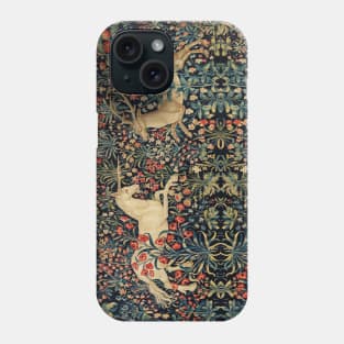 UNICORN AND DEER AMONG FLOWERS, FOREST ANIMALS FLEMISH FLORAL Phone Case