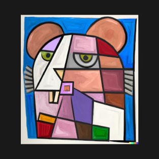 Cubism Style Abstract Cute Hamster Fine Art Painting 7 T-Shirt