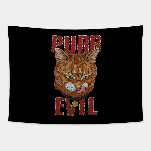 Purr Evil Cat design for pure evil cat Tapestry by Feral Funny Creatures