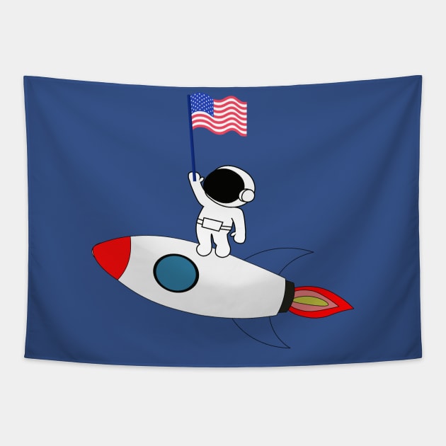 usa flag on rocket Tapestry by saber fahid 