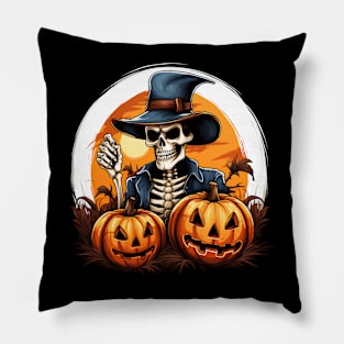 skeleton pumpkin design Pillow