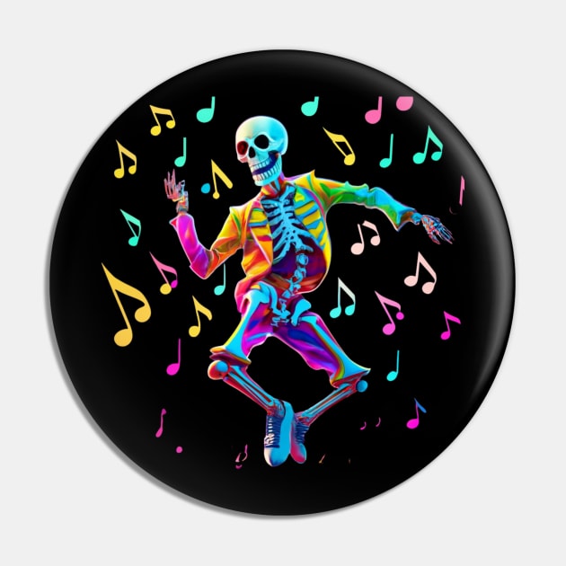 Dancing Skeleton Rainbow Pin by BukovskyART