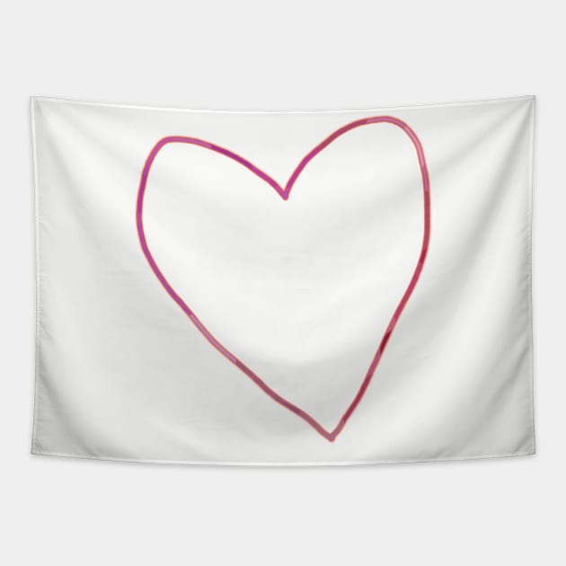 Pink Heart Outline Tapestry by ellenhenryart