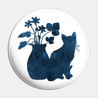 A cat and flowers Pin