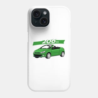 City car 206 cc Coupe Cabriolet france green Phone Case