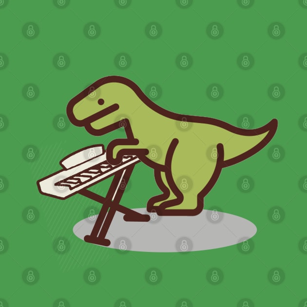 Cute T rex playing a keyboard piano; muso; band; musician; funny; dinosaur; dinosaurs; T-rex; Trex; cute; instrument; by Be my good time