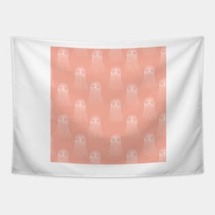 jellyfish aloha print pattern hawaii light pastel pink salmon and white Tapestry