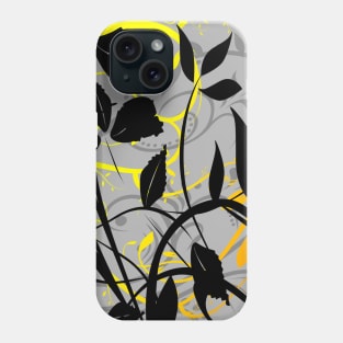 Black Leaves with Yellow Branches and Tribal Pattern Phone Case