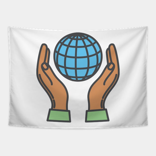 World In The Palm Of Your Hands Environment Icon Tapestry by SWON Design