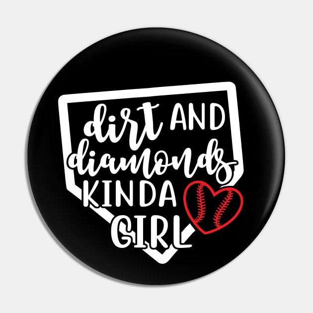 Dirt and Diamonds Kinda Girl Softball Pin by GlimmerDesigns