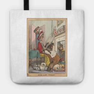 Vintage Cat Lady Dog Mom Illustration Tote