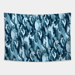 Camo Blue Beige Black Fine Camo Print Tapestry