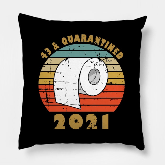 43rd Birthday Gift For Him or Her 43 And Quarantined Funny Pillow by RW