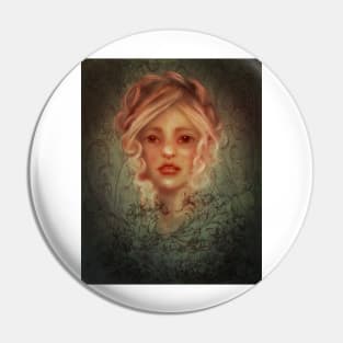 Pink Hair Spring Goddess Persephone Fairy Manga Style Lowbrow Portrait Pin