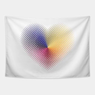 Angle Gradient on Halftone Heart (White/Clear) Tapestry