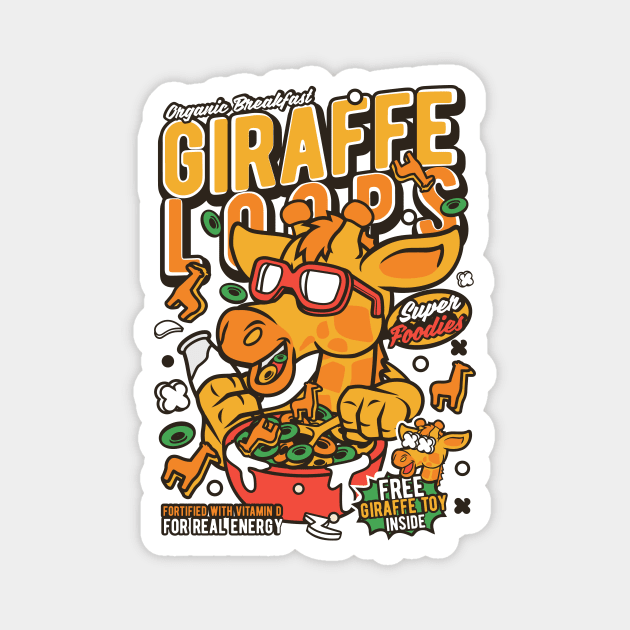 Retro Cartoon Cereal Box // Giraffe Loops // Funny Vintage Breakfast Cereal Magnet by SLAG_Creative