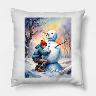 Building a snowman Pillow