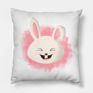 Pinky Rabbit Watercolor Illustration Pillow