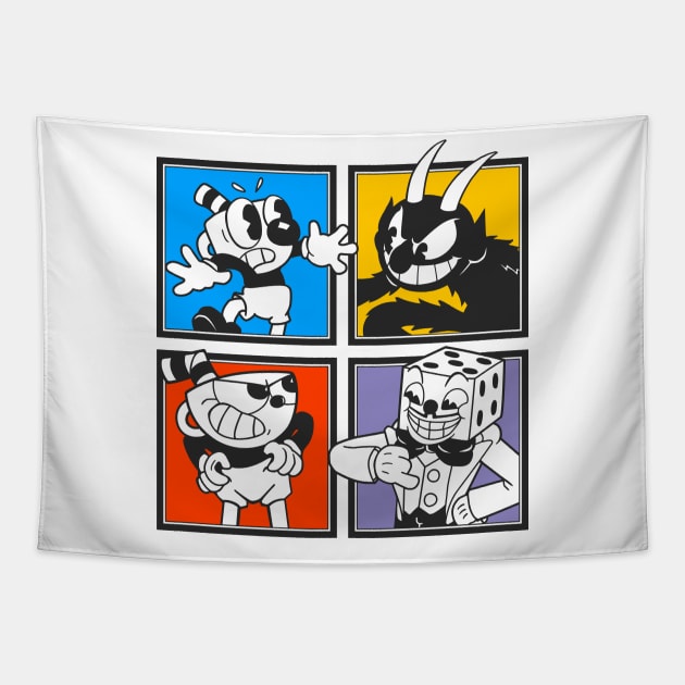 Cuphead Characters Tapestry by gamergeek