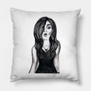 Black & White Beauty - Ink Illustration Pillow