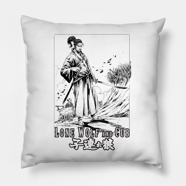 lone wolf and cub Pillow by Sparkledoom