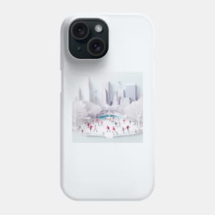 Beautiful Paper Art City Ice Skaters Phone Case