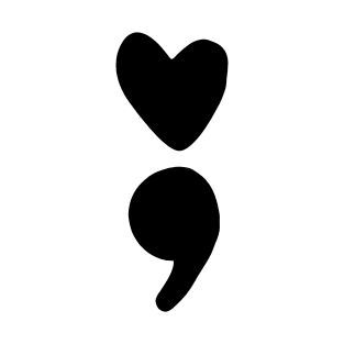 semicolon heart (black) T-Shirt