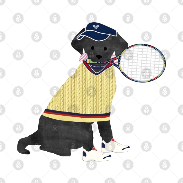 Black Lab Preppy Tennis Dog by emrdesigns
