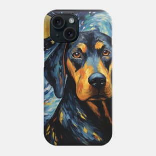 Black and Tan Coonhound Portrait Night Painting Phone Case